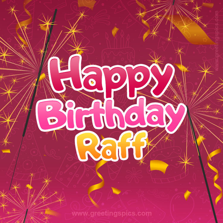 Happy Birthday Raff Image with sparklers (square shape image)