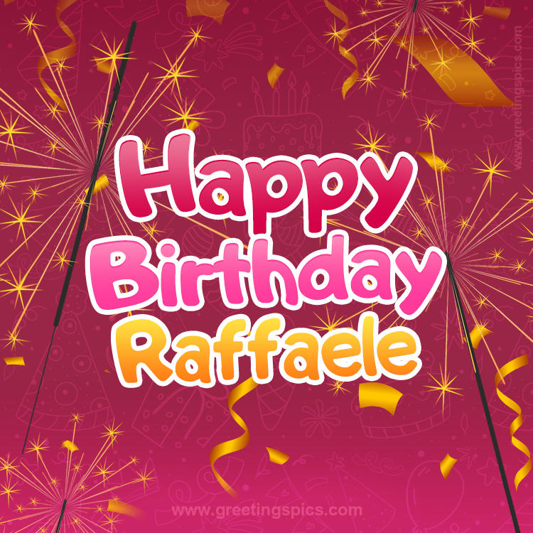 Happy Birthday Raffaele Image with sparklers (square shape image)