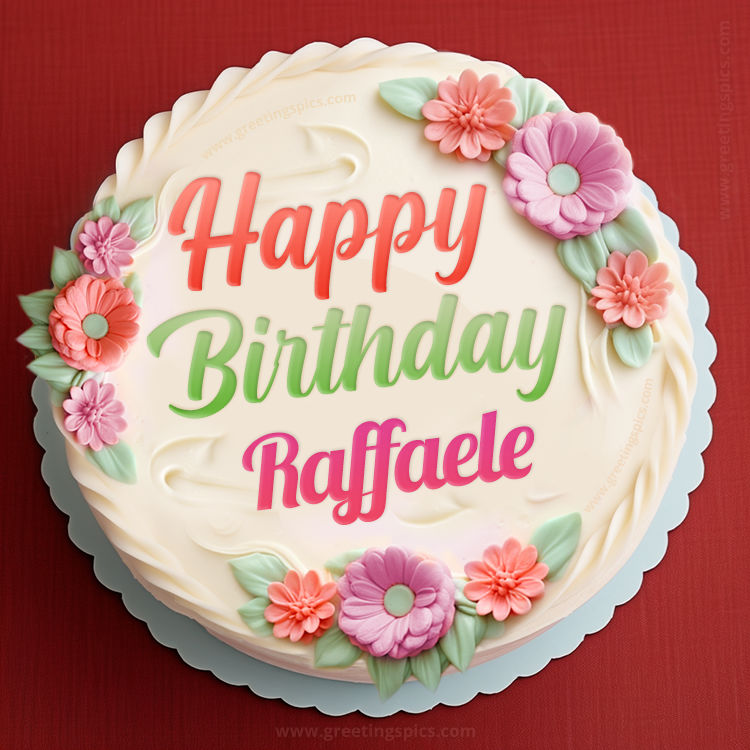 Happy Birthday Raffaele Cake Image With Name (square shape image)