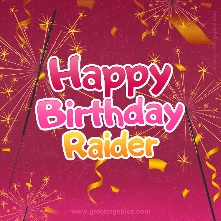 Happy Birthday Raider Image with sparklers (square shape image)