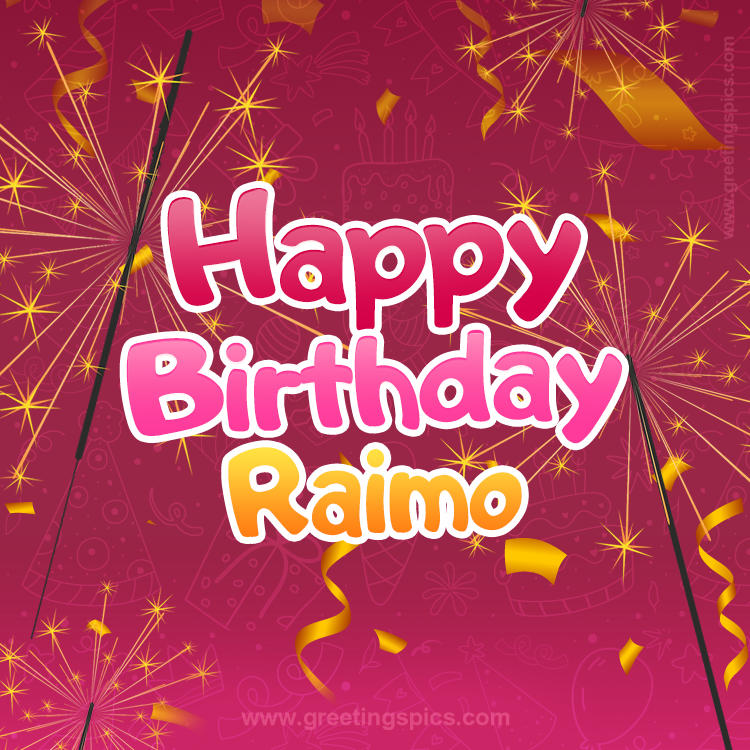 Happy Birthday Raimo Image with sparklers (square shape image)