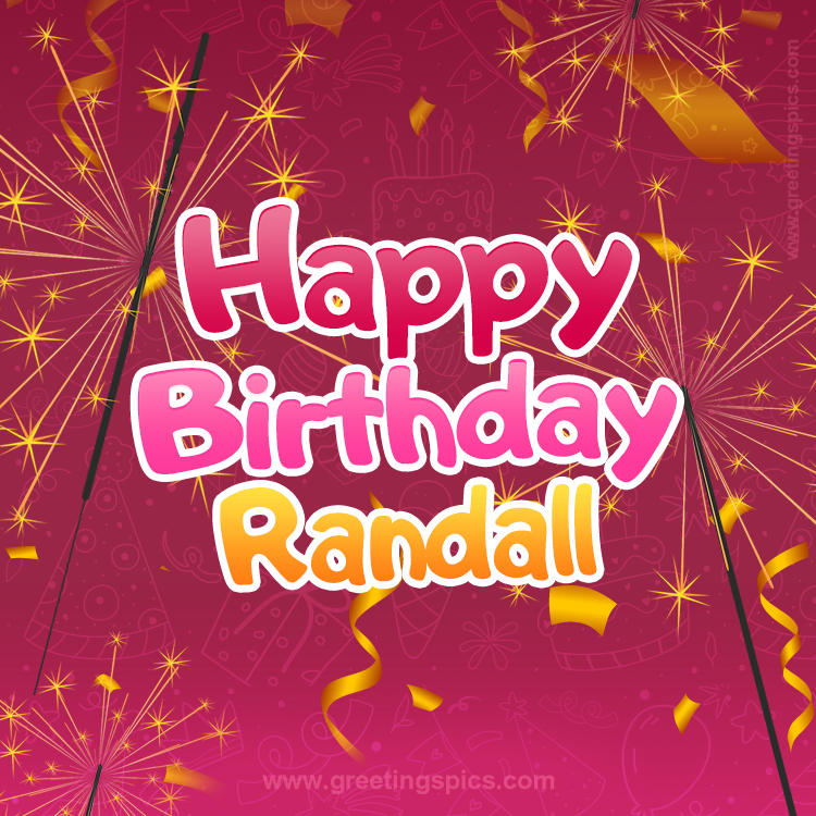 Happy Birthday Randall Image with sparklers (square shape image)