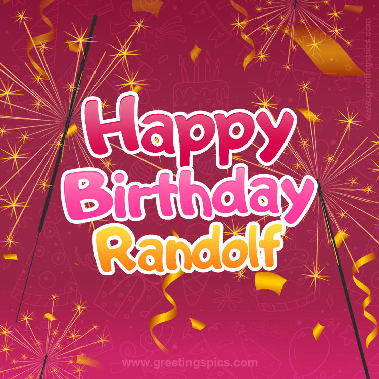 Happy Birthday Randolf Image with sparklers (square shape image)