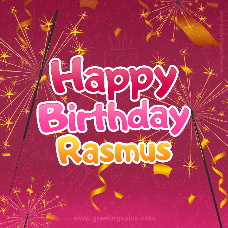 Happy Birthday Rasmus Image with sparklers (square shape image)