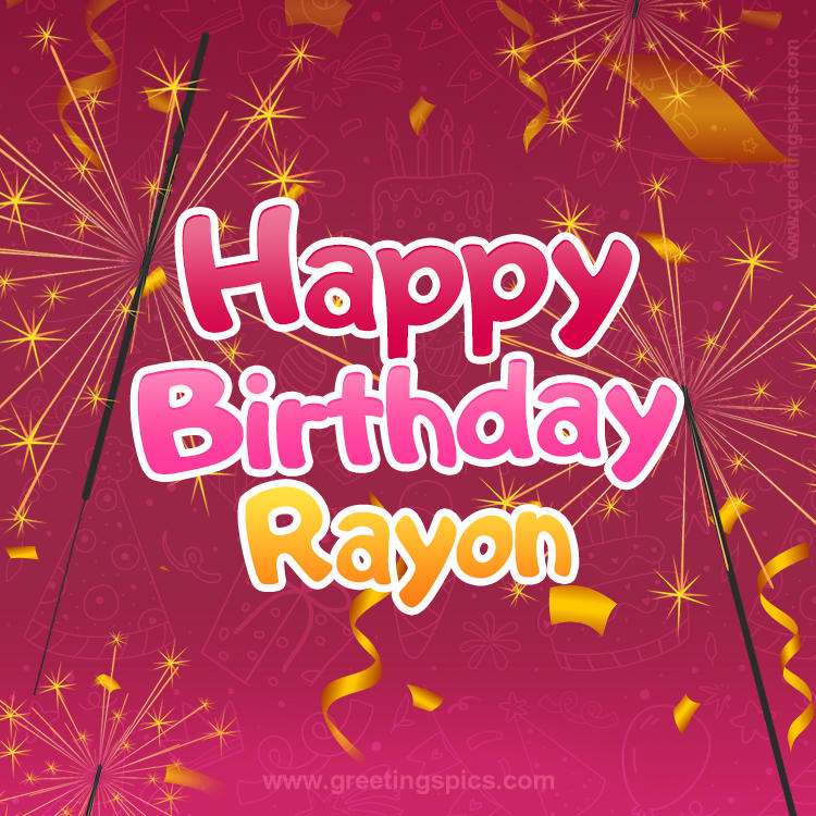 Happy Birthday Rayon Image with sparklers (square shape image)