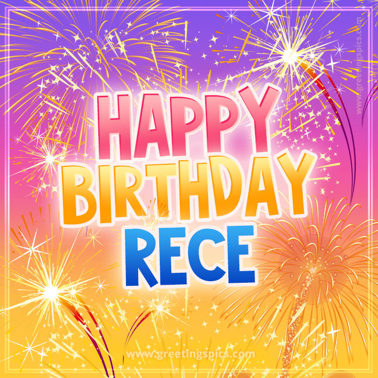 Happy Birthday Rece Picture with fireworks (square shape image)