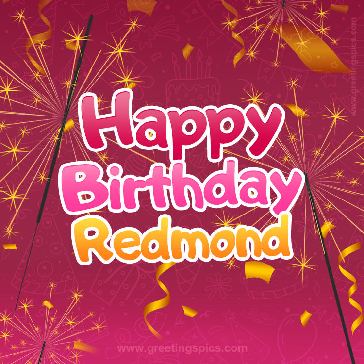 Happy Birthday Redmond Image with sparklers (square shape image)