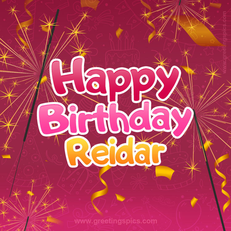 Happy Birthday Reidar Image with sparklers (square shape image)