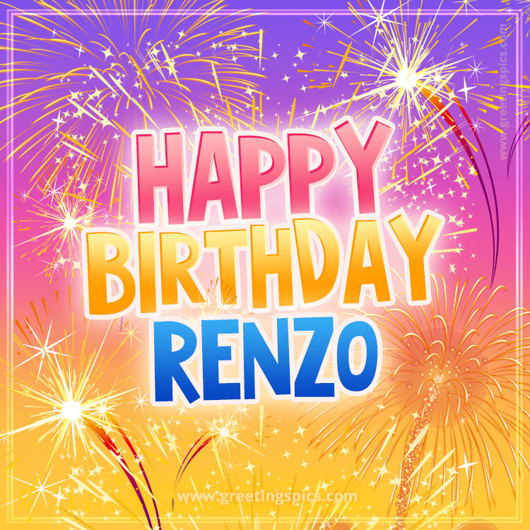 Happy Birthday Renzo Picture with fireworks (square shape image)