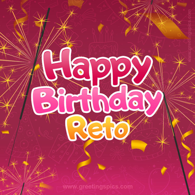 Happy Birthday Reto Image with sparklers (square shape image)