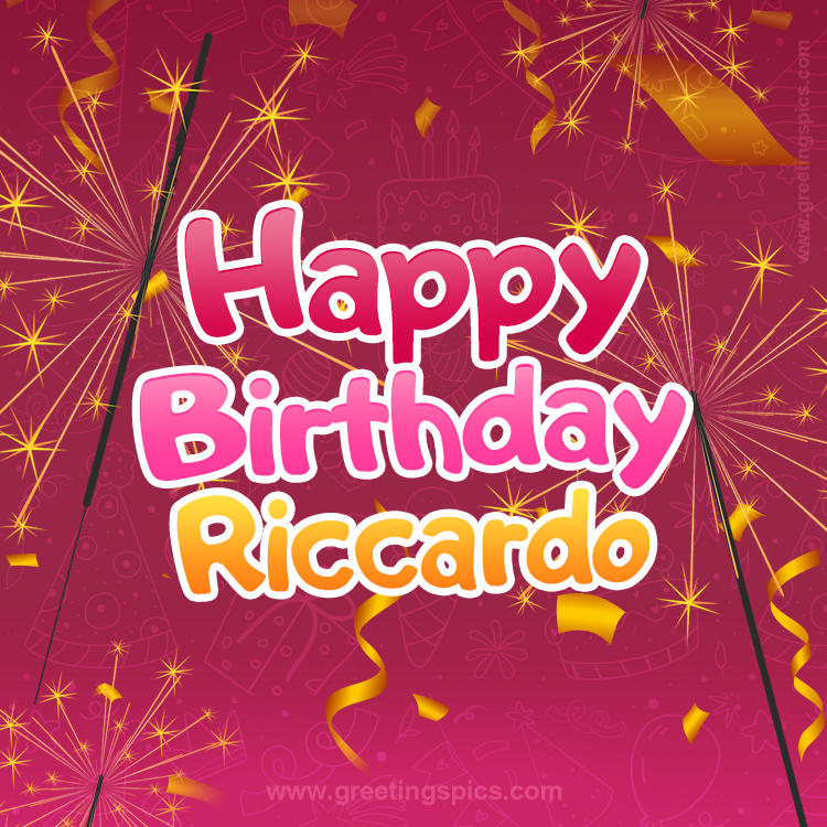 Happy Birthday Riccardo Image with sparklers (square shape image)