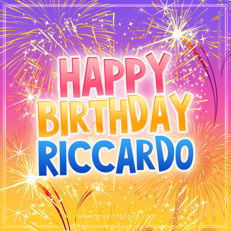 Happy Birthday Riccardo Picture with fireworks (square shape image)