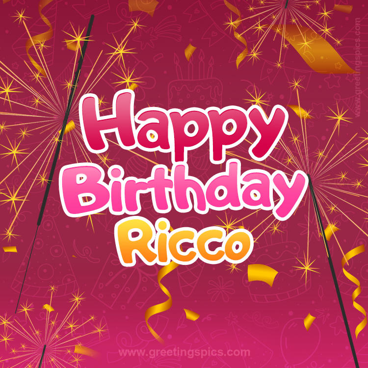 Happy Birthday Ricco Image with sparklers (square shape image)