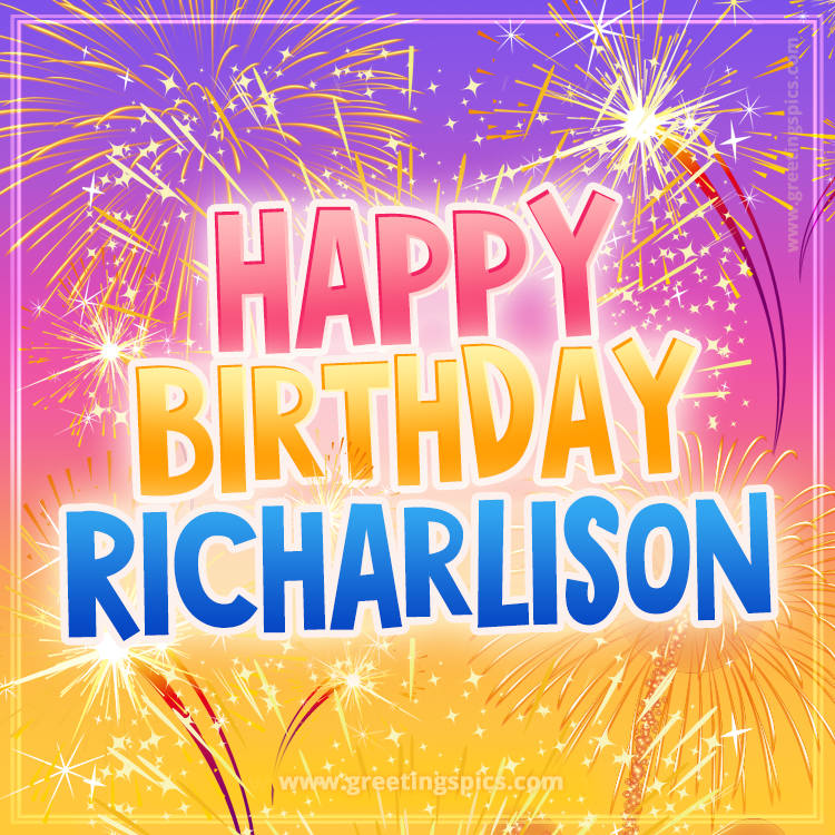 Happy Birthday Richarlison Picture with fireworks (square shape image)