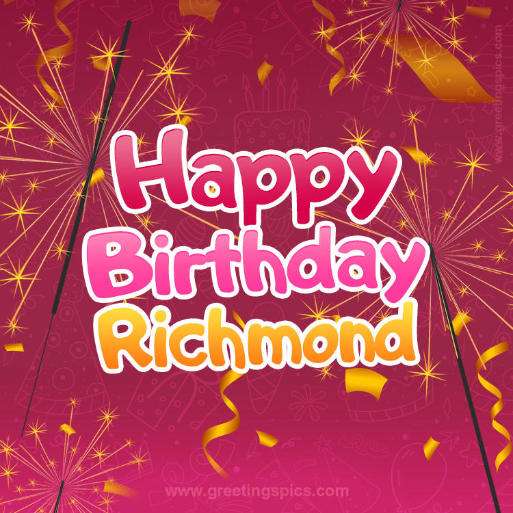 Happy Birthday Richmond Image with sparklers (square shape image)