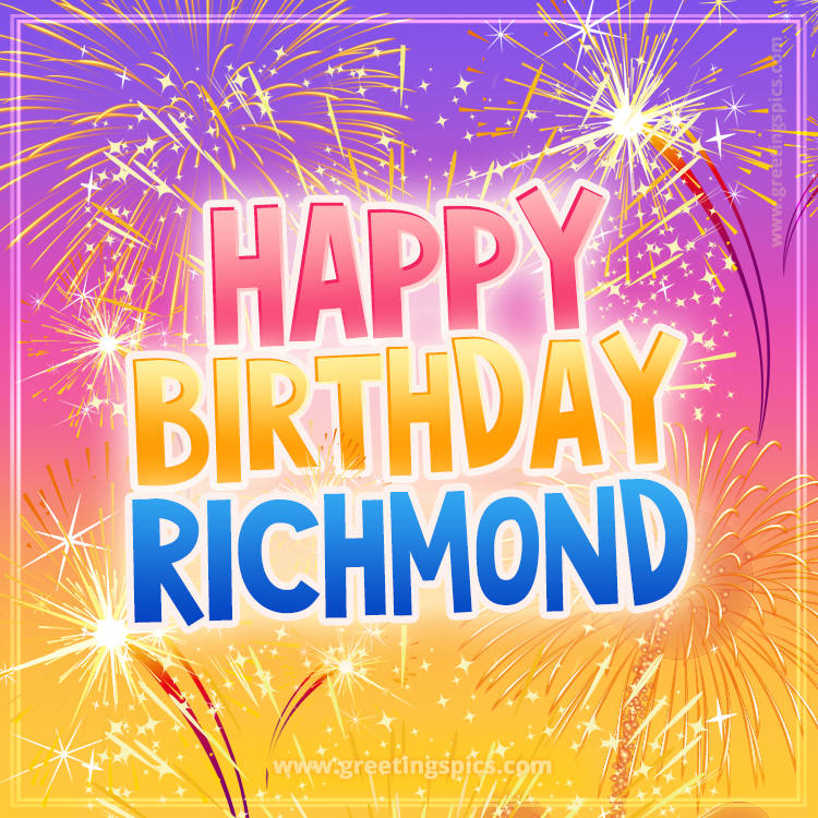 Happy Birthday Richmond Picture with fireworks (square shape image)