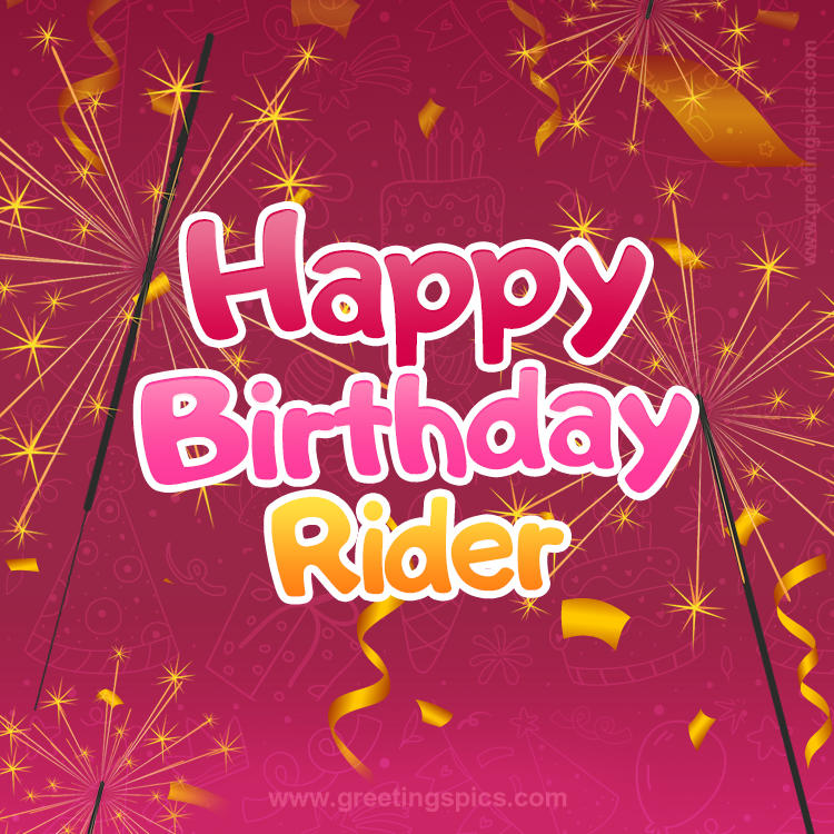 Happy Birthday Rider Image with sparklers (square shape image)