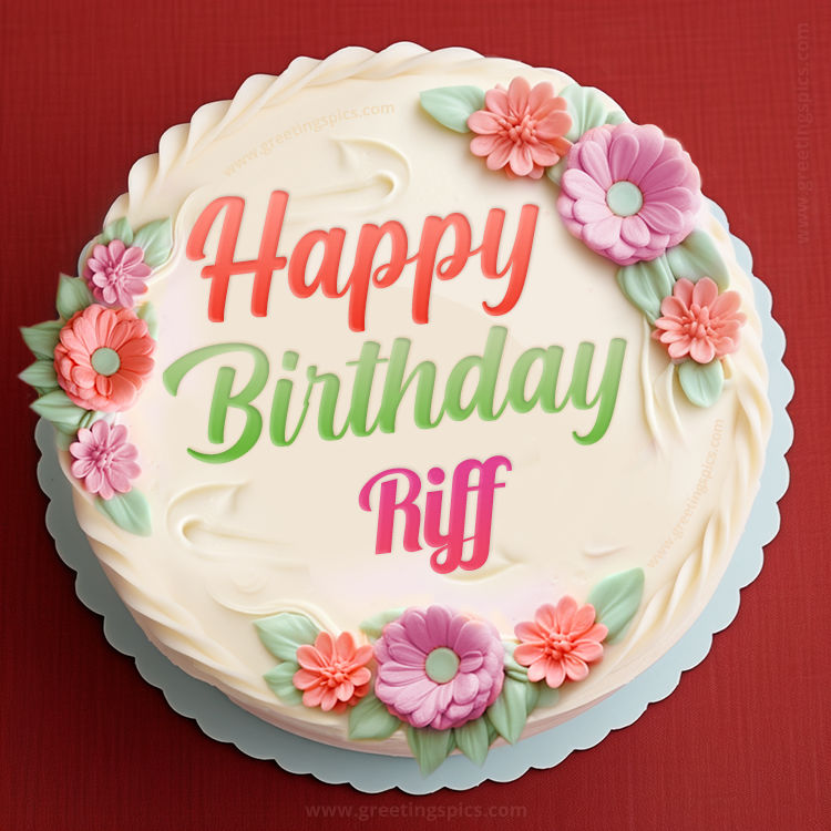 Happy Birthday Riff Cake Image With Name (square shape image)