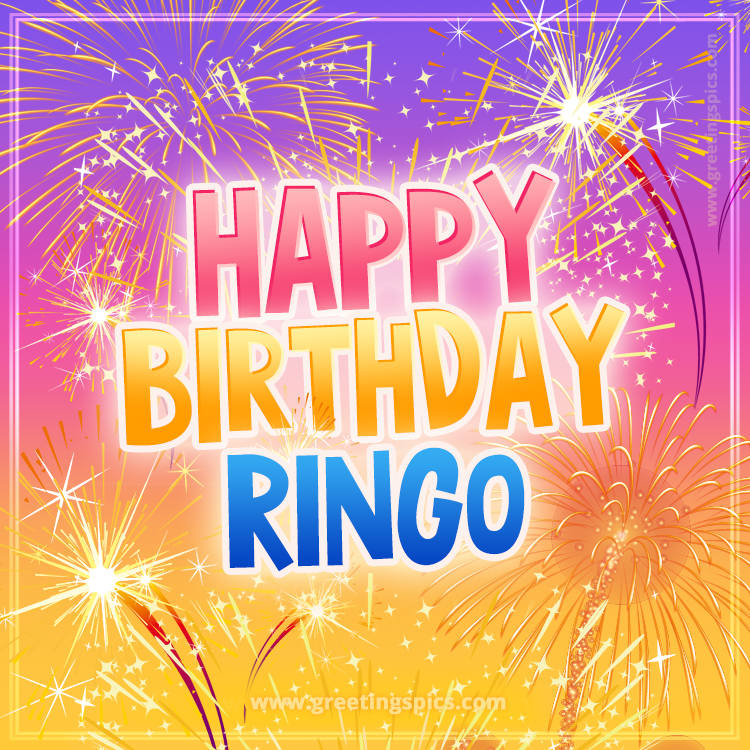 Happy Birthday Ringo Picture with fireworks (square shape image)