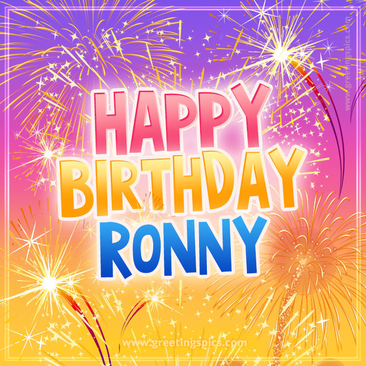 Happy Birthday Ronny Picture with fireworks (square shape image)