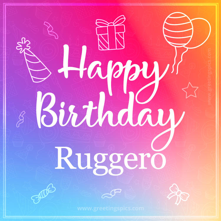 Colorful Happy Birthday Card For Ruggero (square shape image)