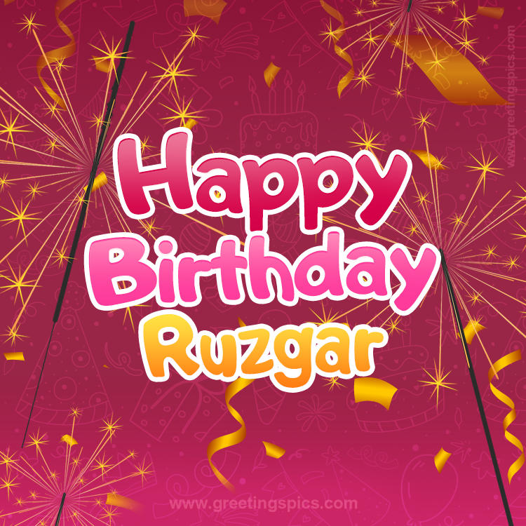 Happy Birthday Ruzgar Image with sparklers (square shape image)