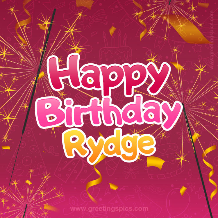 Happy Birthday Rydge Image with sparklers (square shape image)