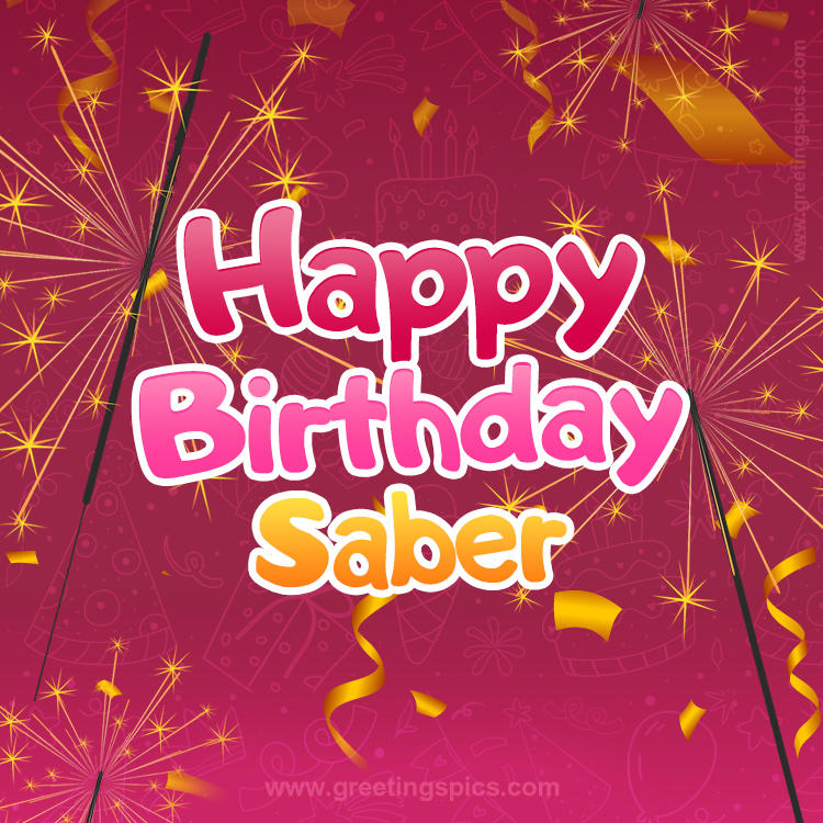 Happy Birthday Saber Image with sparklers (square shape image)