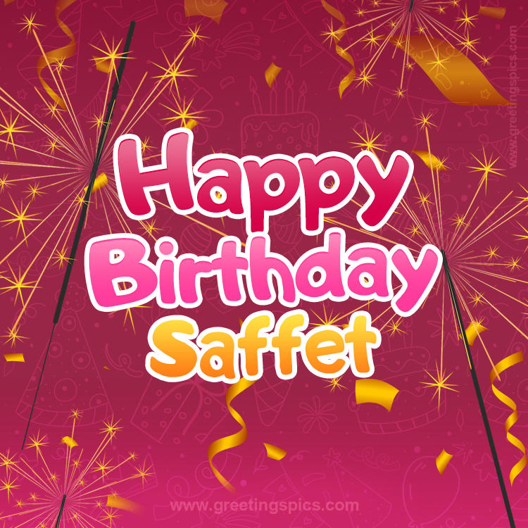 Happy Birthday Saffet Image with sparklers (square shape image)