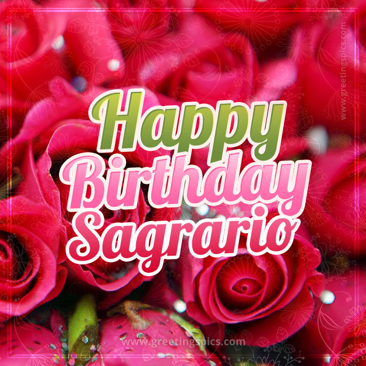 Happy Birthday Sagrario beautiful Image with red roses (square shape image)