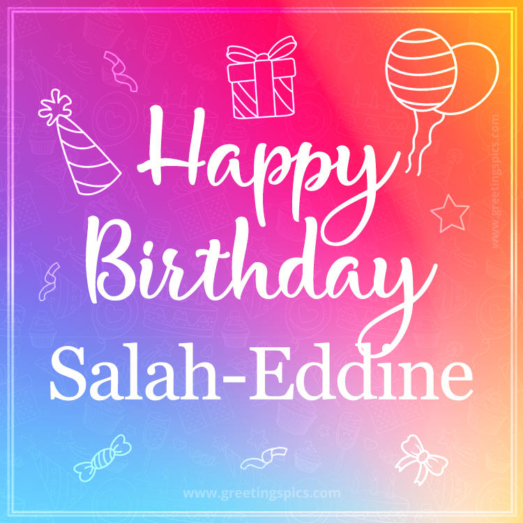 Colorful Happy Birthday Card For Salah-Eddine (square shape image)