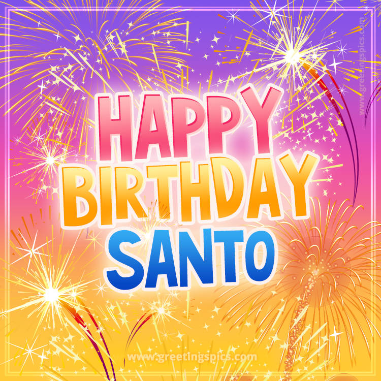 Happy Birthday Santo Picture with fireworks (square shape image)