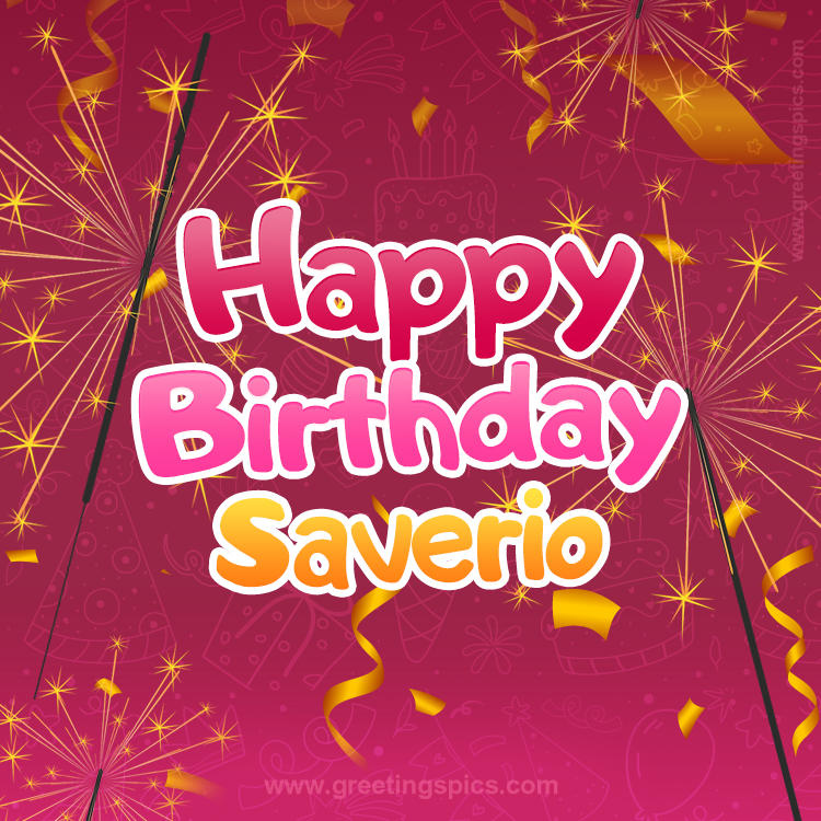 Happy Birthday Saverio Image with sparklers (square shape image)