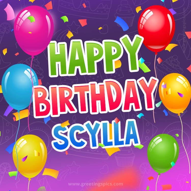 Happy Birthday Scylla Festive Greeting Card (square shape image)