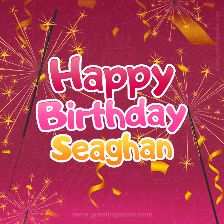 Happy Birthday Seaghan Image with sparklers (square shape image)