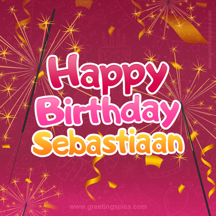 Happy Birthday Sebastiaan Image with sparklers (square shape image)