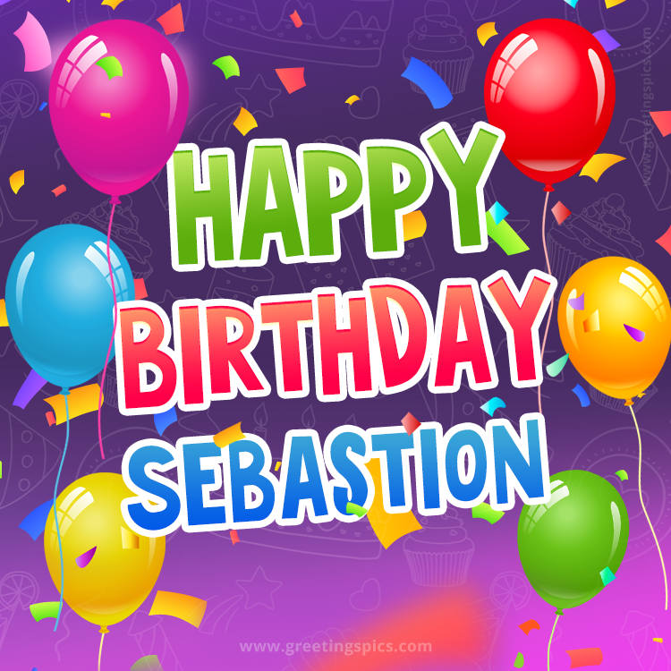 Happy Birthday Sebastion Festive Greeting Card (square shape image)