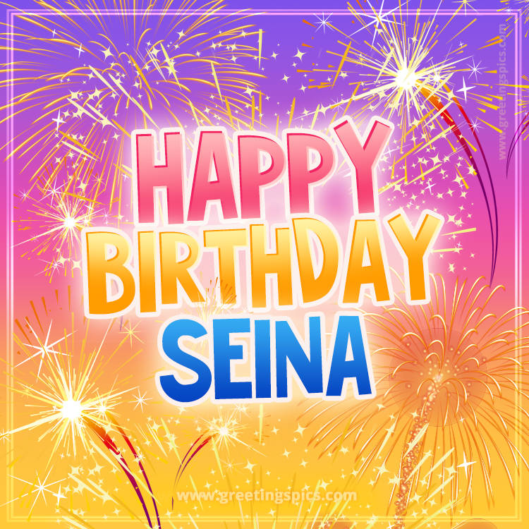 Happy Birthday Seina Picture with fireworks (square shape image)