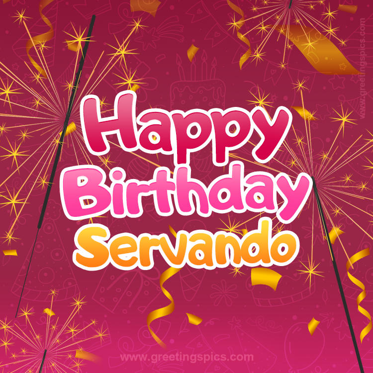 Happy Birthday Servando Image with sparklers (square shape image)