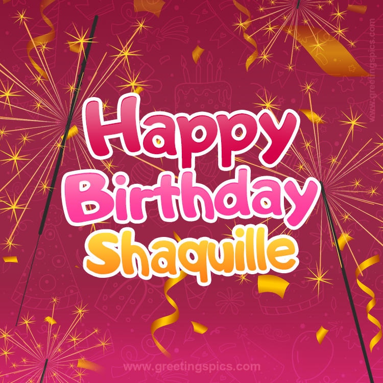 Happy Birthday Shaquille Image with sparklers (square shape image)