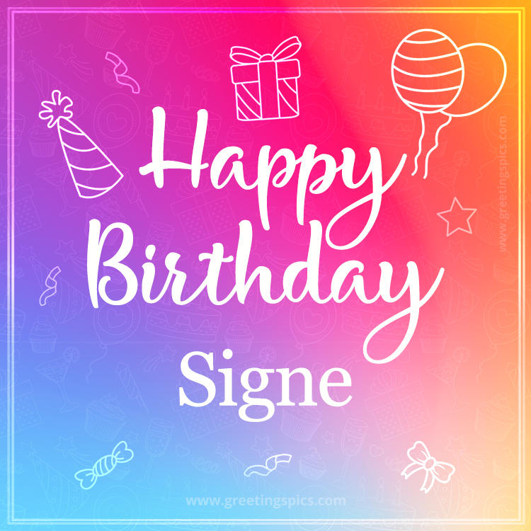 Colorful Happy Birthday Card For Signe (square shape image)