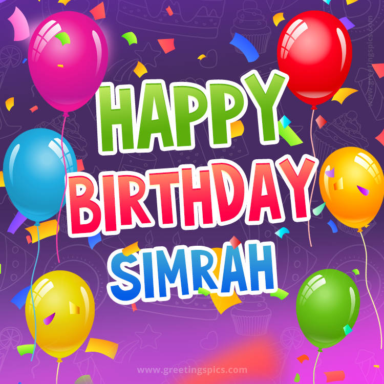 Happy Birthday Simrah Festive Greeting Card (square shape image)