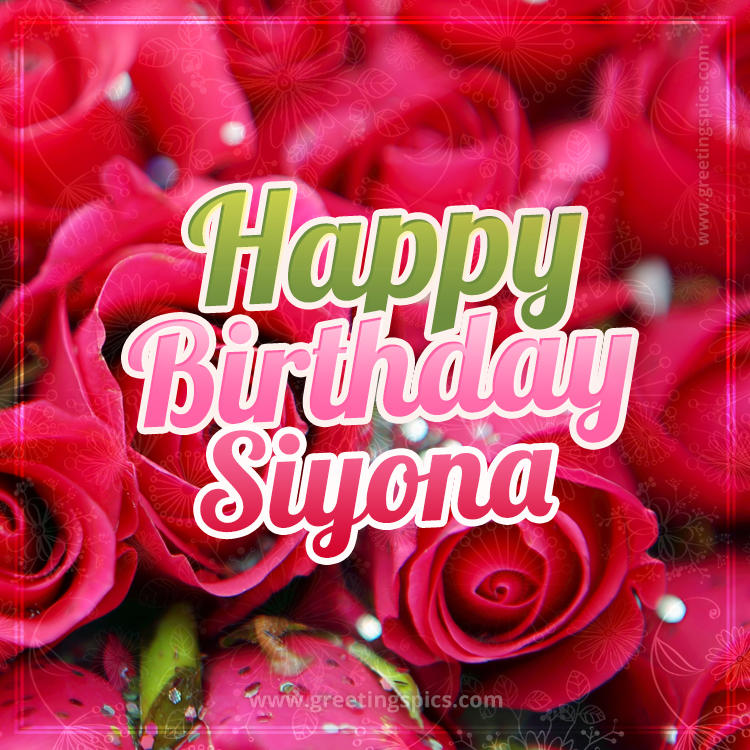 Happy Birthday Siyona beautiful Image with red roses (square shape image)