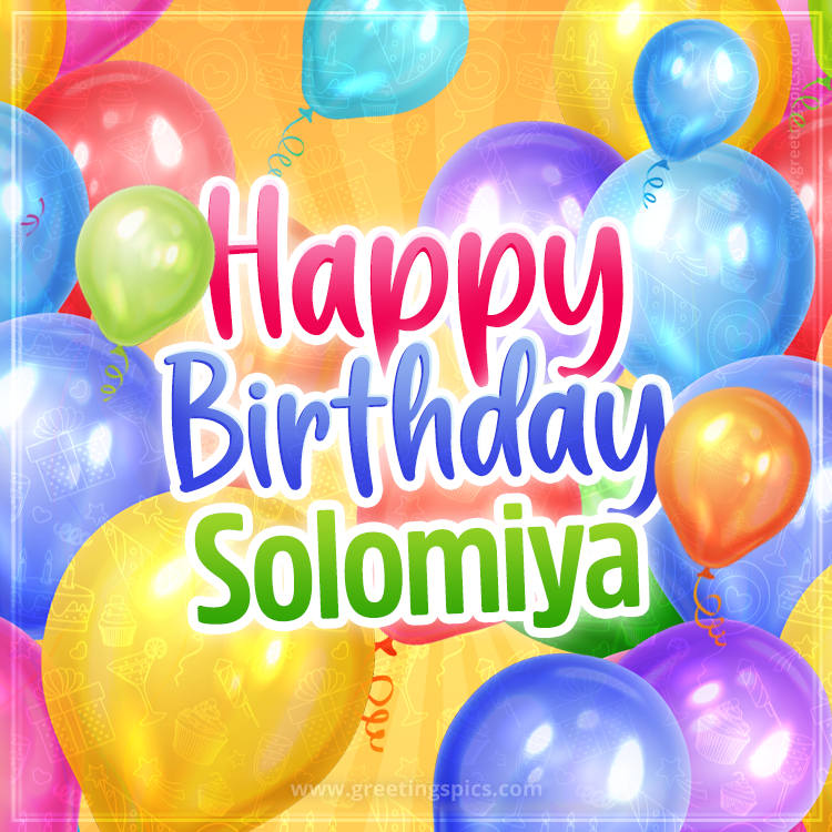 Happy Birthday Solomiya Image with colorful balloons (square shape image)