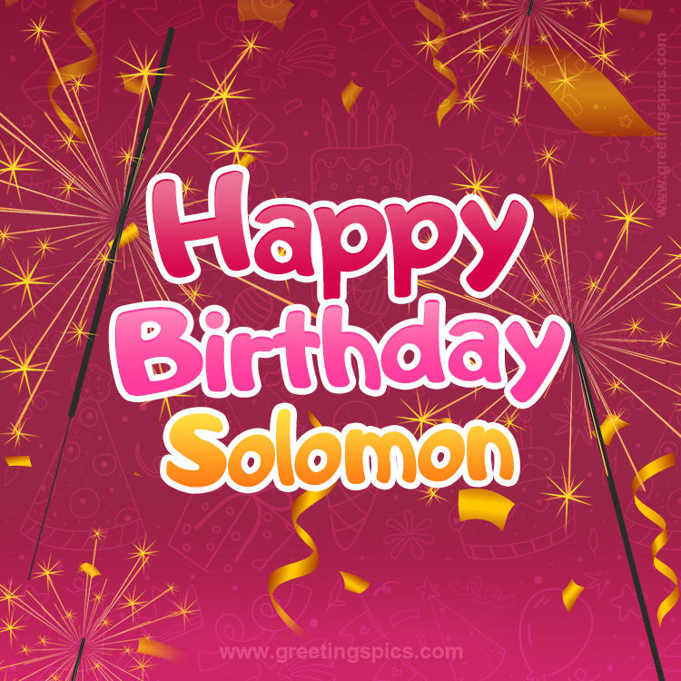 Happy Birthday Solomon Image with sparklers (square shape image)