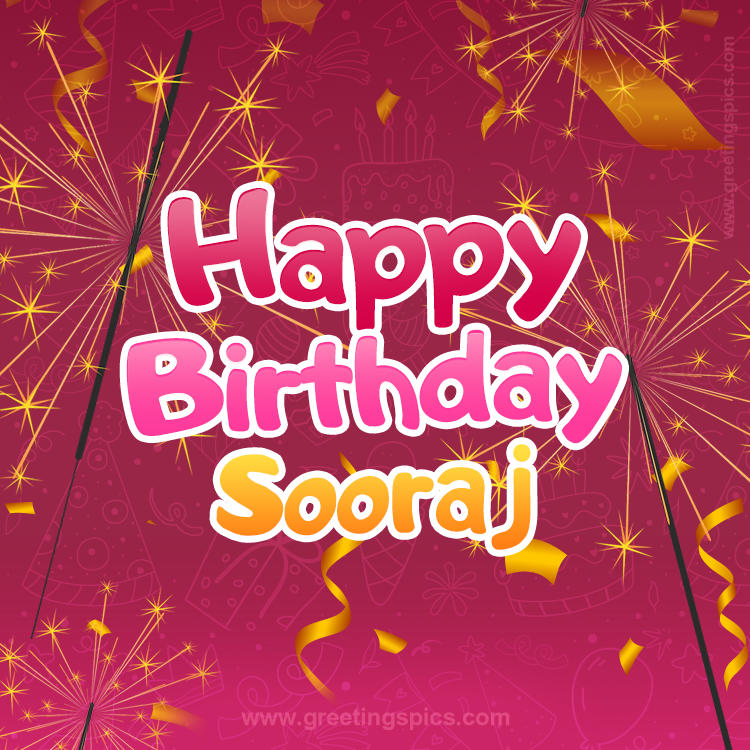 Happy Birthday Sooraj Image with sparklers (square shape image)