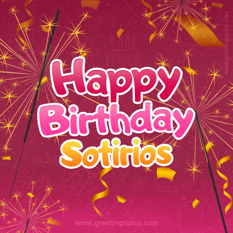 Happy Birthday Sotirios Image with sparklers (square shape image)