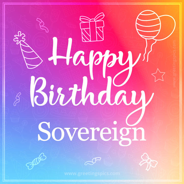 Colorful Happy Birthday Card For Sovereign (square shape image)
