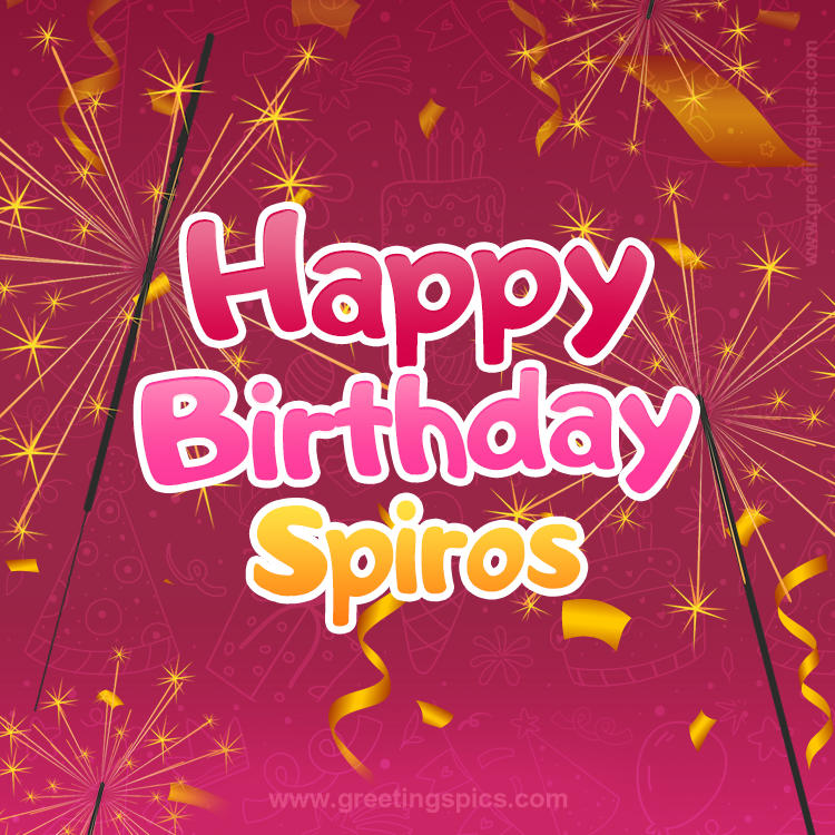 Happy Birthday Spiros Image with sparklers (square shape image)