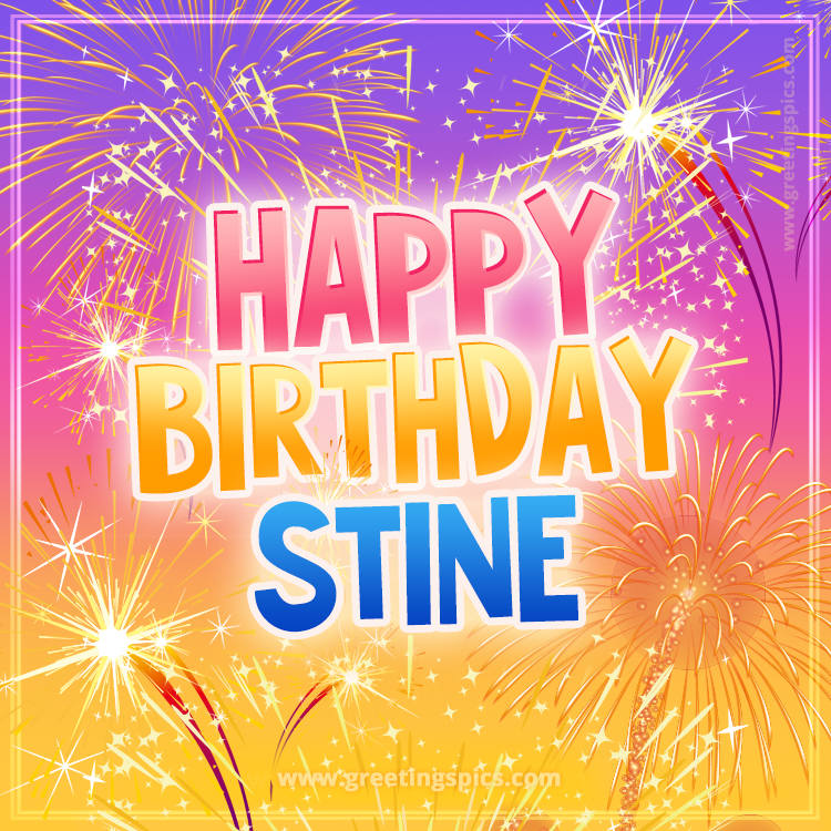 Happy Birthday Stine Picture with fireworks (square shape image)